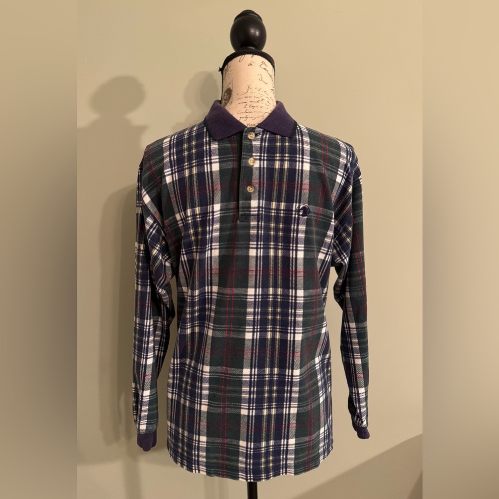 Duck Head Vintage Plaid Long Sleeve Polo Boys XL
